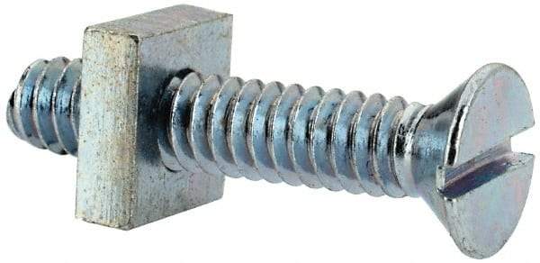 Value Collection - #10-24 UNC, 1" OAL Slotted Drive Machine Screw - Flat Head, Grade 2 Steel, Zinc-Plated Finish, Without Washer - Apex Tool & Supply