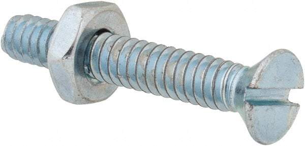 Value Collection - #10-24 UNC, 1-1/4" OAL Slotted Drive Machine Screw - Flat Head, Grade 2 Steel, Zinc-Plated Finish, Without Washer - Apex Tool & Supply