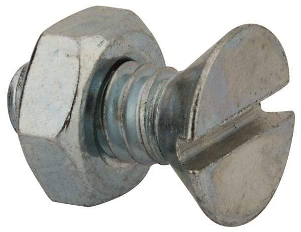 Value Collection - 1/4-20 UNC, 5/8" OAL Slotted Drive Machine Screw - Flat Head, Grade 2 Steel, Zinc-Plated Finish, Without Washer - Apex Tool & Supply