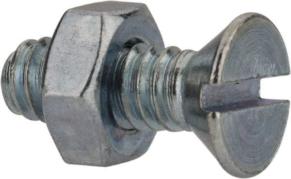 Value Collection - 1/4-20 UNC, 3/4" OAL Slotted Drive Machine Screw - Flat Head, Grade 2 Steel, Zinc-Plated Finish, Without Washer - Apex Tool & Supply