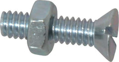 Value Collection - 1/4-20 UNC, 1" OAL Slotted Drive Machine Screw - Flat Head, Grade 2 Steel, Zinc-Plated Finish, Without Washer - Apex Tool & Supply