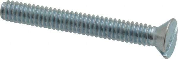 Value Collection - 1/4-20 UNC, 2" OAL Slotted Drive Machine Screw - Flat Head, Grade 2 Steel, Zinc-Plated Finish, Without Washer - Apex Tool & Supply