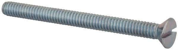 Value Collection - 1/4-20 UNC, 3" OAL Slotted Drive Machine Screw - Flat Head, Grade 2 Steel, Zinc-Plated Finish, Without Washer - Apex Tool & Supply