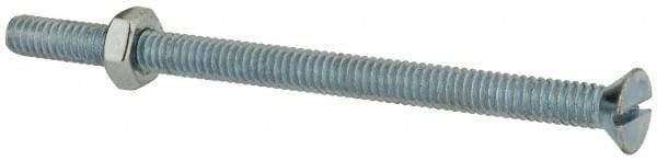 Value Collection - 1/4-20 UNC, 4" OAL Slotted Drive Machine Screw - Flat Head, Grade 2 Steel, Zinc-Plated Finish, Without Washer - Apex Tool & Supply