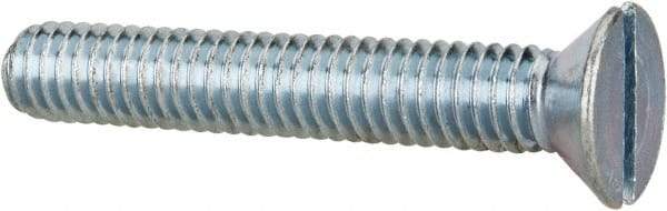 Value Collection - 5/16-18 UNC, 2" OAL Slotted Drive Machine Screw - Flat Head, Grade 2 Steel, Zinc-Plated Finish, Without Washer - Apex Tool & Supply