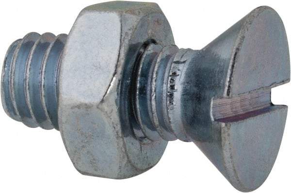 Value Collection - 3/8-16 UNC, 1" OAL Slotted Drive Machine Screw - Flat Head, Grade 2 Steel, Zinc-Plated Finish, Without Washer - Apex Tool & Supply
