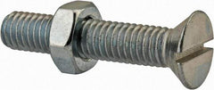 Value Collection - 3/8-16 UNC, 2" OAL Slotted Drive Machine Screw - Flat Head, Grade 2 Steel, Zinc-Plated Finish, Without Washer - Apex Tool & Supply