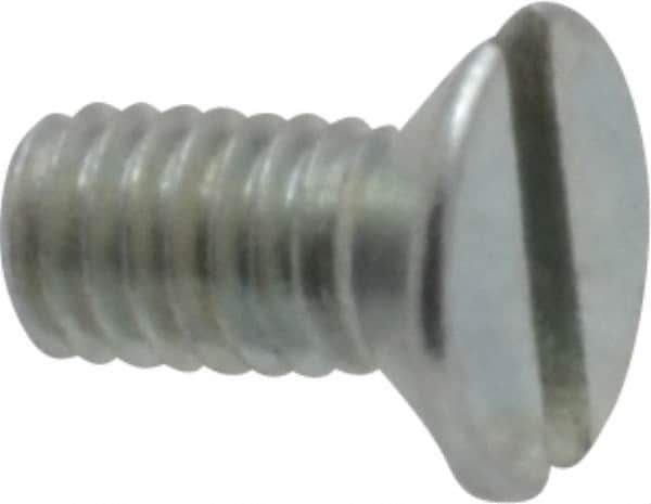 Value Collection - M3x0.50, 6mm OAL Slotted Drive Machine Screw - Flat Head, Grade 4.8 Steel, Zinc-Plated Finish, Without Washer - Apex Tool & Supply