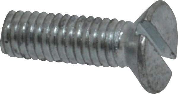 Value Collection - M3x0.50, 10mm OAL Slotted Drive Machine Screw - Flat Head, Grade 4.8 Steel, Zinc-Plated Finish, Without Washer - Apex Tool & Supply