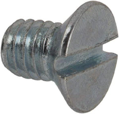 Value Collection - M4x0.70, 6mm OAL Slotted Drive Machine Screw - Flat Head, Grade 4.8 Steel, Zinc-Plated Finish, Without Washer - Apex Tool & Supply
