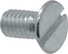 Value Collection - M4x0.70, 8mm OAL Slotted Drive Machine Screw - Flat Head, Grade 4.8 Steel, Zinc-Plated Finish, Without Washer - Apex Tool & Supply