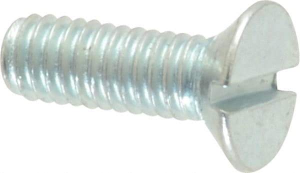 Value Collection - M4x0.70, 12mm OAL Slotted Drive Machine Screw - Flat Head, Grade 4.8 Steel, Zinc-Plated Finish, Without Washer - Apex Tool & Supply