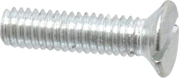 Value Collection - M4x0.70, 16mm OAL Slotted Drive Machine Screw - Flat Head, Grade 4.8 Steel, Zinc-Plated Finish, Without Washer - Apex Tool & Supply