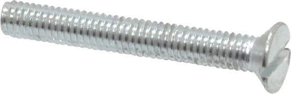 Value Collection - M4x0.70, 30mm OAL Slotted Drive Machine Screw - Flat Head, Grade 4.8 Steel, Zinc-Plated Finish, Without Washer - Apex Tool & Supply