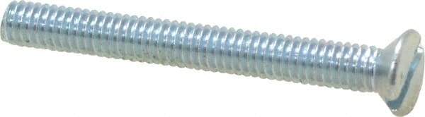 Value Collection - M4x0.70, 35mm OAL Slotted Drive Machine Screw - Flat Head, Grade 4.8 Steel, Zinc-Plated Finish, Without Washer - Apex Tool & Supply