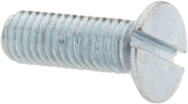 Value Collection - M5x0.80, 16mm OAL Slotted Drive Machine Screw - Flat Head, Grade 4.8 Steel, Zinc-Plated Finish, Without Washer - Apex Tool & Supply