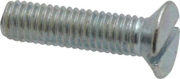 Value Collection - M5x0.80, 20mm OAL Slotted Drive Machine Screw - Flat Head, Grade 4.8 Steel, Zinc-Plated Finish, Without Washer - Apex Tool & Supply