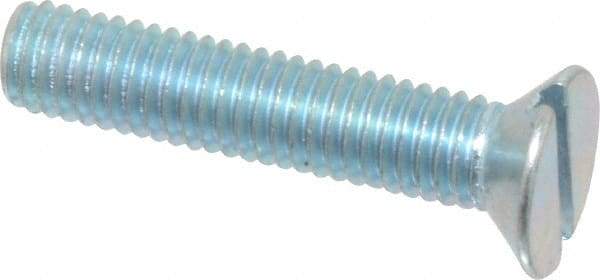 Value Collection - M5x0.80, 25mm OAL Slotted Drive Machine Screw - Flat Head, Grade 4.8 Steel, Zinc-Plated Finish, Without Washer - Apex Tool & Supply