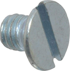 Value Collection - M6x1.00, 8mm OAL Slotted Drive Machine Screw - Flat Head, Grade 4.8 Steel, Zinc-Plated Finish, Without Washer - Apex Tool & Supply