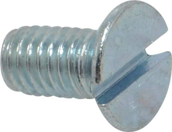 Value Collection - M6x1.00, 12mm OAL Slotted Drive Machine Screw - Flat Head, Grade 4.8 Steel, Zinc-Plated Finish, Without Washer - Apex Tool & Supply