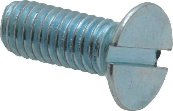Value Collection - M6x1.00, 16mm OAL Slotted Drive Machine Screw - Flat Head, Grade 4.8 Steel, Zinc-Plated Finish, Without Washer - Apex Tool & Supply