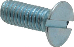 Value Collection - M6x1.00, 16mm OAL Slotted Drive Machine Screw - Flat Head, Grade 4.8 Steel, Zinc-Plated Finish, Without Washer - Apex Tool & Supply