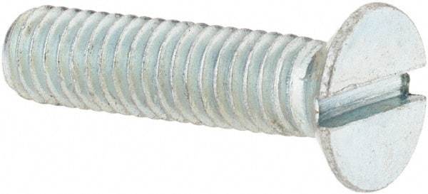 Value Collection - M6x1.00, 30mm OAL Slotted Drive Machine Screw - Flat Head, Grade 4.8 Steel, Zinc-Plated Finish, Without Washer - Apex Tool & Supply