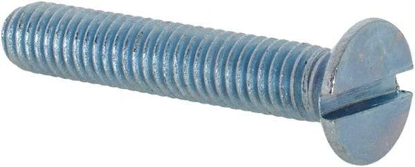 Value Collection - M6x1.00, 35mm OAL Slotted Drive Machine Screw - Flat Head, Grade 4.8 Steel, Zinc-Plated Finish, Without Washer - Apex Tool & Supply