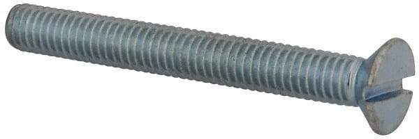 Value Collection - M6x1.00, 50mm OAL Slotted Drive Machine Screw - Flat Head, Grade 4.8 Steel, Zinc-Plated Finish, Without Washer - Apex Tool & Supply