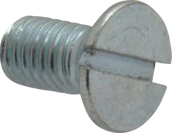 Value Collection - M8x1.25, 16mm OAL Slotted Drive Machine Screw - Flat Head, Grade 4.8 Steel, Zinc-Plated Finish, Without Washer - Apex Tool & Supply