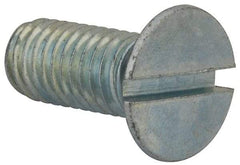 Value Collection - M8x1.25, 20mm OAL Slotted Drive Machine Screw - Flat Head, Grade 4.8 Steel, Zinc-Plated Finish, Without Washer - Apex Tool & Supply
