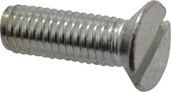 Value Collection - M8x1.25, 25mm OAL Slotted Drive Machine Screw - Flat Head, Grade 4.8 Steel, Zinc-Plated Finish, Without Washer - Apex Tool & Supply
