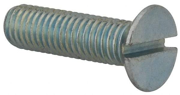 Value Collection - M8x1.25, 30mm OAL Slotted Drive Machine Screw - Flat Head, Grade 4.8 Steel, Zinc-Plated Finish, Without Washer - Apex Tool & Supply