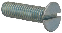 Value Collection - M8x1.25, 30mm OAL Slotted Drive Machine Screw - Flat Head, Grade 4.8 Steel, Zinc-Plated Finish, Without Washer - Apex Tool & Supply
