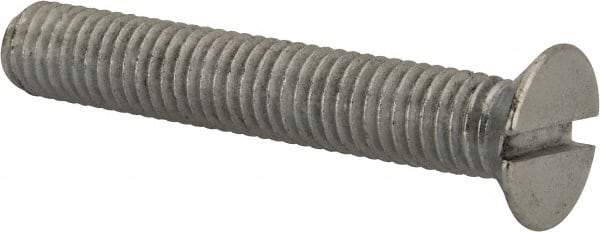 Value Collection - M8x1.25, 50mm OAL Slotted Drive Machine Screw - Flat Head, Grade 4.8 Steel, Zinc-Plated Finish, Without Washer - Apex Tool & Supply