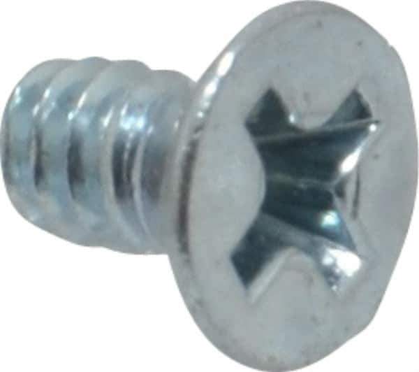 Value Collection - #6-32 UNC, 1/4" OAL Phillips Drive Machine Screw - Flat Head, Grade 2 Steel, Zinc-Plated Finish, Without Washer - Apex Tool & Supply