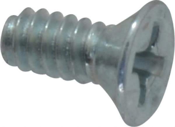 Value Collection - #6-32 UNC, 5/16" OAL Phillips Drive Machine Screw - Flat Head, Grade 2 Steel, Zinc-Plated Finish, Without Washer - Apex Tool & Supply