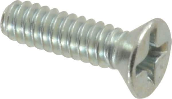 Value Collection - #6-32 UNC, 1/2" OAL Phillips Drive Machine Screw - Flat Head, Grade 2 Steel, Zinc-Plated Finish, Without Washer - Apex Tool & Supply