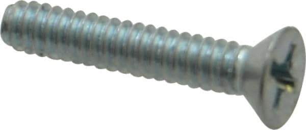 Value Collection - #6-32 UNC, 3/4" OAL Phillips Drive Machine Screw - Flat Head, Grade 2 Steel, Zinc-Plated Finish, Without Washer - Apex Tool & Supply