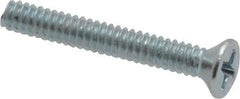 Value Collection - #6-32 UNC, 1" OAL Phillips Drive Machine Screw - Flat Head, Grade 2 Steel, Zinc-Plated Finish, Without Washer - Apex Tool & Supply