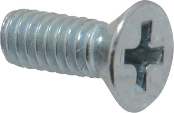Value Collection - #8-32 UNC, 7/16" OAL Phillips Drive Machine Screw - Flat Head, Grade 2 Steel, Zinc-Plated Finish, Without Washer - Apex Tool & Supply