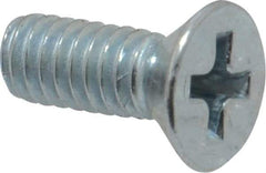 Value Collection - #8-32 UNC, 7/16" OAL Phillips Drive Machine Screw - Flat Head, Grade 2 Steel, Zinc-Plated Finish, Without Washer - Apex Tool & Supply