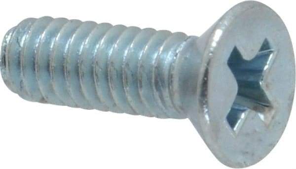 Value Collection - #8-32 UNC, 1/2" OAL Phillips Drive Machine Screw - Flat Head, Grade 2 Steel, Zinc-Plated Finish, Without Washer - Apex Tool & Supply
