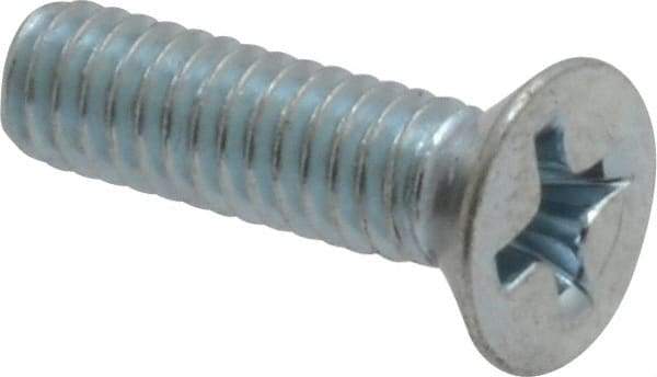 Value Collection - #8-32 UNC, 5/8" OAL Phillips Drive Machine Screw - Flat Head, Grade 2 Steel, Zinc-Plated Finish, Without Washer - Apex Tool & Supply