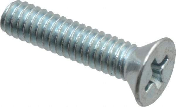 Value Collection - #8-32 UNC, 3/4" OAL Phillips Drive Machine Screw - Flat Head, Grade 2 Steel, Zinc-Plated Finish, Without Washer - Apex Tool & Supply