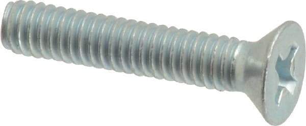 Value Collection - #8-32 UNC, 7/8" OAL Phillips Drive Machine Screw - Flat Head, Grade J82 Steel, Zinc-Plated Finish, Without Washer - Apex Tool & Supply