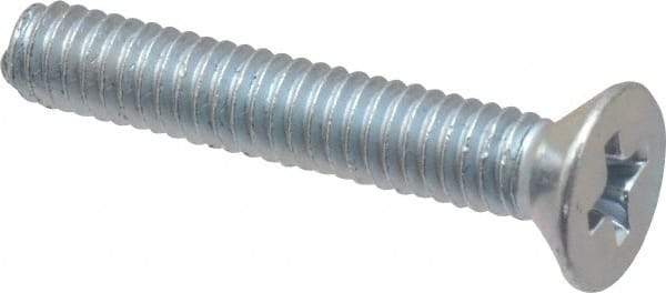 Value Collection - #8-32 UNC, 1" OAL Phillips Drive Machine Screw - Flat Head, Grade J82 Steel, Zinc-Plated Finish, Without Washer - Apex Tool & Supply
