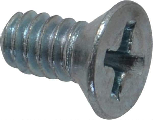 Value Collection - #10-24 UNC, 3/8" OAL Phillips Drive Machine Screw - Flat Head, Grade J82 Steel, Zinc-Plated Finish, Without Washer - Apex Tool & Supply