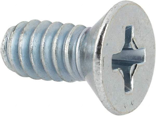 Value Collection - #10-24 UNC, 7/16" OAL Phillips Drive Machine Screw - Flat Head, Grade J82 Steel, Zinc-Plated Finish, Without Washer - Apex Tool & Supply