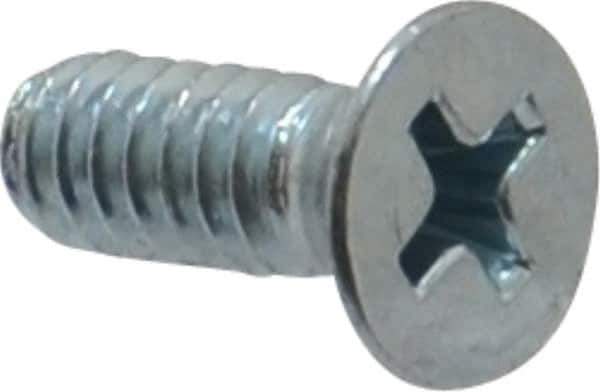 Value Collection - #10-24 UNC, 1/2" OAL Phillips Drive Machine Screw - Flat Head, Grade 2 Steel, Zinc-Plated Finish, Without Washer - Apex Tool & Supply